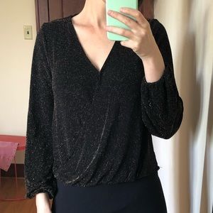 Anthropologie Sparkle Wrap Top